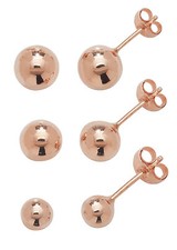 Boucles d'oreille à tige à boule Femme Or Rose 9 k/carat - 4, 6, 7mm