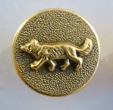 BOUTON 18 mm : Doré . CHASSE/VENERIE LOUP/RENARD