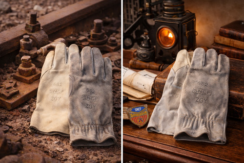 Anciens gants cuir - gants, en