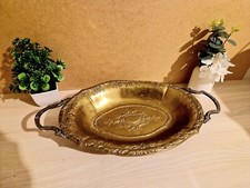 Corbeille à Fruits en Laiton avec Motifs Floraux - Doré - Gris - Vintage