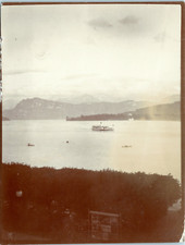 Côte d'Azur, marine, bateau à vapeur,  Alpes Maritimes Vintage citrate prin