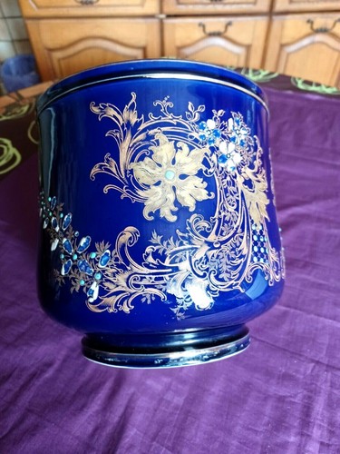 Cache pot ceramique bleu - pot,