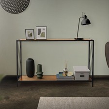 Table console table de culoir salon décor marron en chêne rustique 120x33,5x75cm