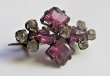 Ancienne Superbe petite broche cristaux diamant améthyste bijou vintage 5629