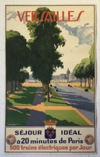 VERSAILLES - VINTAGE FRENCH TRAVEL POSTER (1935) - ORIGINAL 24x39 - NICE LITHO