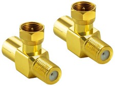 Poppstar 2x Sat TV Coax Adaptateur Pièce en T distributeur (F mâle sur IEC prise
