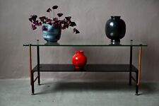 Table basse en verre et laiton console asymétrique design moderniste vintage no