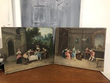 PAIRE DE TABLEAUX, HUILE SUR TOILE " SCÈNES DE GENRE "  signé WINC  kL....?