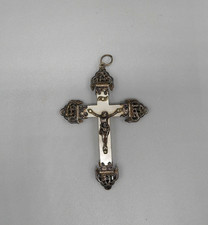 Croix Pectorale en Nacre et Argent, Communion, 6cm, 1900