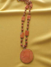 Gros collier vintage en pierre naturelle - Bijou ancien unique pour collectionne