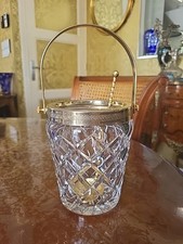 Ancien Seau À Glaçons Cristal Et Métal Doré Poinconné Décor Palmette