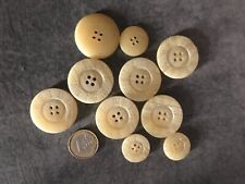 LOT boutons plats VINTAGE manteau WEILL beige 6 grands 3 petits