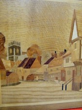 Lot de 5 panneaux de marqueterie. artisanat - tableau vue de la ville Shrewsbury