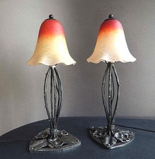 SCHNEIDER et EDMOND GAUTHIER, deux LAMPES en FER FORGE.