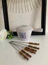 4⚜️Ancien Caquelon à Fondue en Fonte Le Creuset + 6 Fourchettes à Fondue Vintage