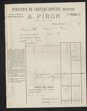 CHATEAU-GONTIER (53) MOULIN / FARINE "MINOTERIE A. PIRON" en 1901