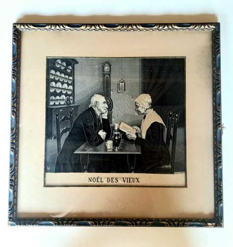 Ancien tableau soie tisse - ancien,