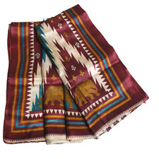 Sari en tissu beige indien vintage soie occasion décoration maison couture co...