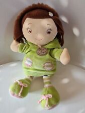 Doudou et compagnie poupée fille robe verte rose capuche - 18358