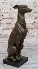 Statue De Chien Greyhound Whippet Sculpture Animale Figure En Bronze 100% Pur