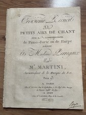 MARTINI Troisième Recueil Petits airs de Chant Partition Harpe Piano-Forte c1780