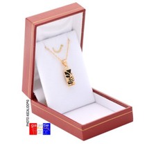 Pendentif amulette porte bonheur petit tiki plaqué Or  option chaine 45 50 boite