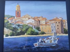 Vintage Fine Art Large original oil Painting Signed by Regis Sibra From France 