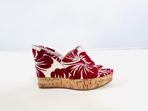 Mules talon compensé floral