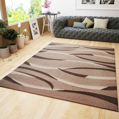 Tapis beige braun rayé - beige,
