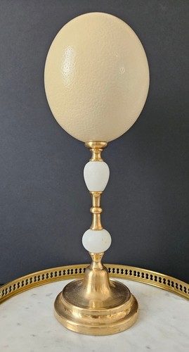 Oeuf autruche socle - d'autruche, laiton