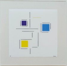 Geneviève Claisse Géométrique Art Moderne Sur Acrylique Verre Main Signée A