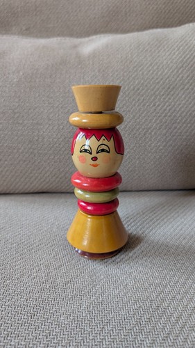 Ancien jouet bois clown - bois, –