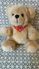 Doudou peluche ours articulé beige bandana rouge 25 cm Heunec