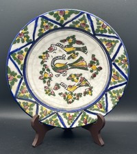 Plat faïence persane décor oiseaux fleurs polychromes époque Kadjar XIXème