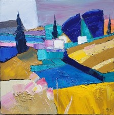 Tableau original de Sic 30X30 cm abstrait  Eveil provençal Au Couteau