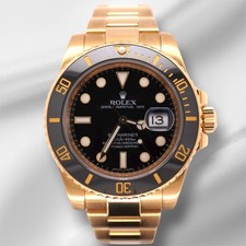 Rolex 40MM Submariner Date Montre 18K or Jaune Noir Céramique Chaton 116618LN