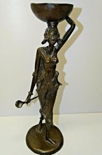 -BELLE GRANDE ANCIENNE STATUE ART AFRICAIN BRONZE AFRIQUE COTE D'IVOIRE 40,3 cm