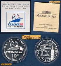 Coffret BE 10 Francs Argent 1997 Angleterre Coupe Monde 1998 Idéal du Football