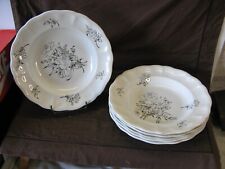 Très belle série 6 assiettes creuses  K&G Lunéville sobre rose noire fond blanc