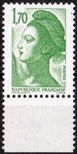 N°2318a 1,70 VERT TYPE LIBERTE SANS PHOSPHORE TOTAL COTE 250€ LUXE**
