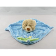 Doudou plat carré ours bleu vert tracteur TEX BABY LOT DE 2 - 6137