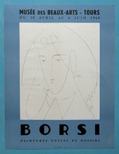 Manfredo BORSI (1900-1969) Affiche Originale 1960 Visage Musée TOURS