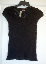 Woman's/Juniors Black Crochet Short Sleeved Sweater Top in S/M by One Step Up