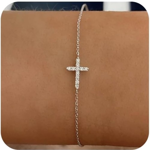 Bracelet croix zirconium - bracelet, or
