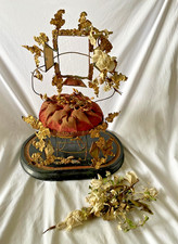 Antique French Victorian Globe de Mariage Wedding Stand + Hair Decor and Bouquet