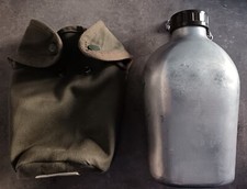 Ancienne gourde militaire en aluminium NORDMETALL 1-55 avec housse  C80