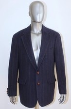 VTG 80s Dark Blue Striped Wool Suit Jacket CHAPS RALPH LAUREN Size L Made in USA