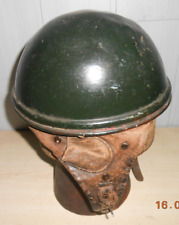 Ancien Casque De Motocycliste vert militaire  RACER marque déposé  casque bol