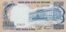 BILLET DE BANQUE BANKNOTE money VIET-NAM VIETNAM 1000 dong 1972 éléphant état sc