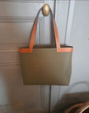 Sac à main LE TANNEUR Toile et Cuir kaki - Porté main ou coude.